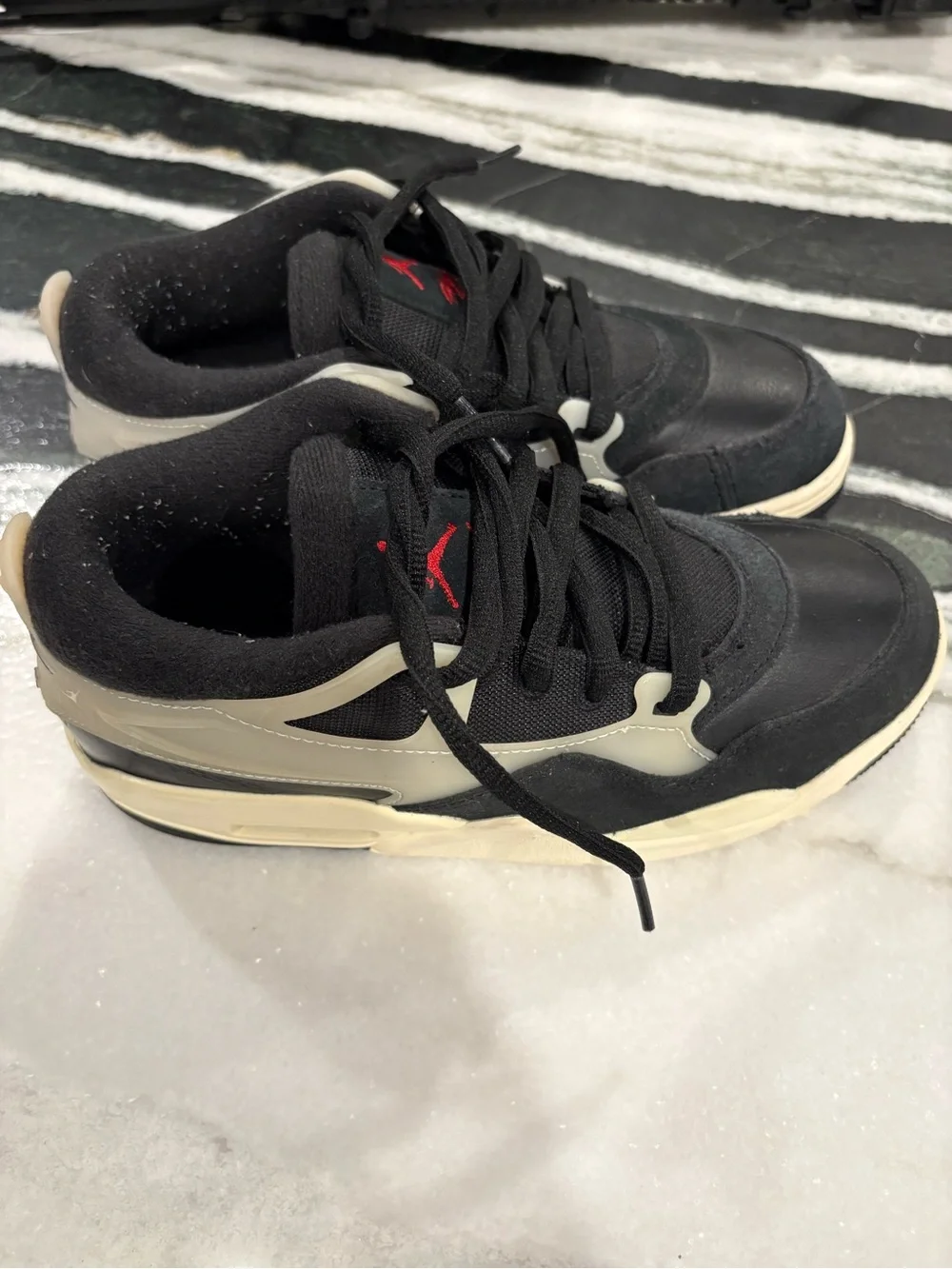 Kids Nike Air Jordan Flight Black Leather Sneakers - WORN ONCE!